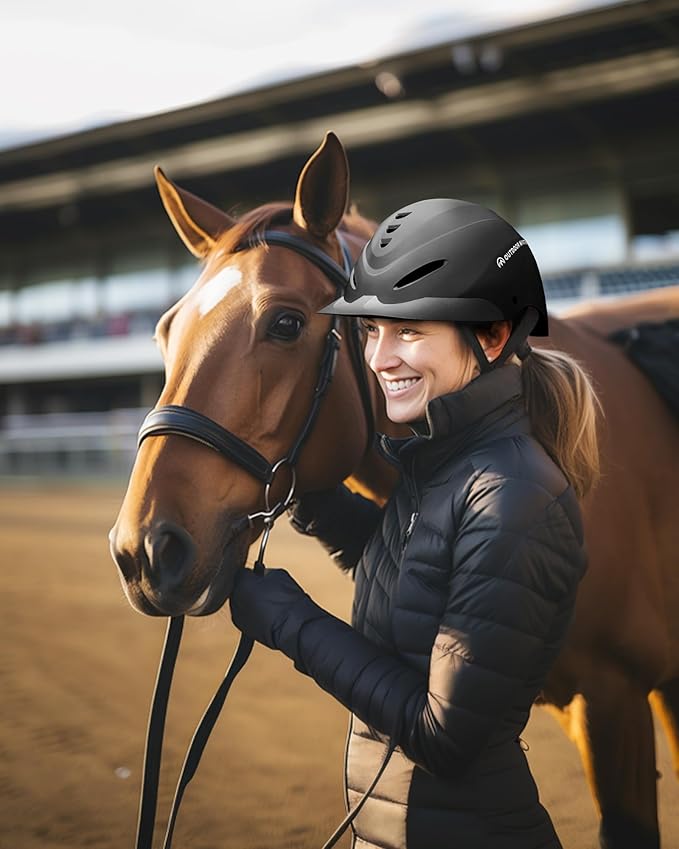 OutdoorMaster Equestrian Helmet, Horse Riding Helmet with Sun Visor and Excellent Ventilation, Adjustable Safe Helmet for Men, Women & Youth-PawvioPets