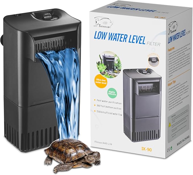 222GPH 10W Turtle Tank Filter Aquarium Filter Power Adjustable 10-40 Gal. Small Internal Filter 3-Stage Waterfall Bio-Filtration Quiet Low Water Level for Freshwater Saltwater Fish Tank Easy to Clean-PawvioPets