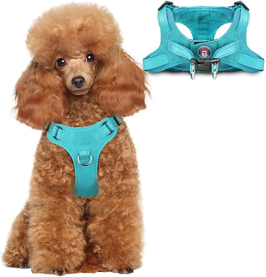 Dog Harness Step in Dog Vest Harness, Reflective Adjustable Puppy No Pull Harness Breathable Soft for Small and Medium Dogs Cats, Ocean Blue, XS-PawvioPets