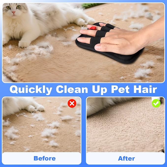 AIERSA 2Pcs Electrostatic Pet Hair Removal Glove, Electro Gloves Pet Hair, Reusable Static Pet Hair Remover Mitt, Cat & Dog Hair Removal Tool for Furniture, Clothes, Carpet, Car, Couch-PawvioPets