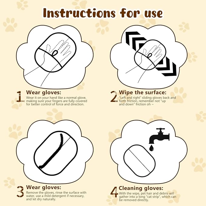5Pcs Electrostatic Pet Hair Removal Glove for Dogs & Cats, Reusable Grooming Pet Hair Remover Tool for Couch, Carpet, Curtain-PawvioPets