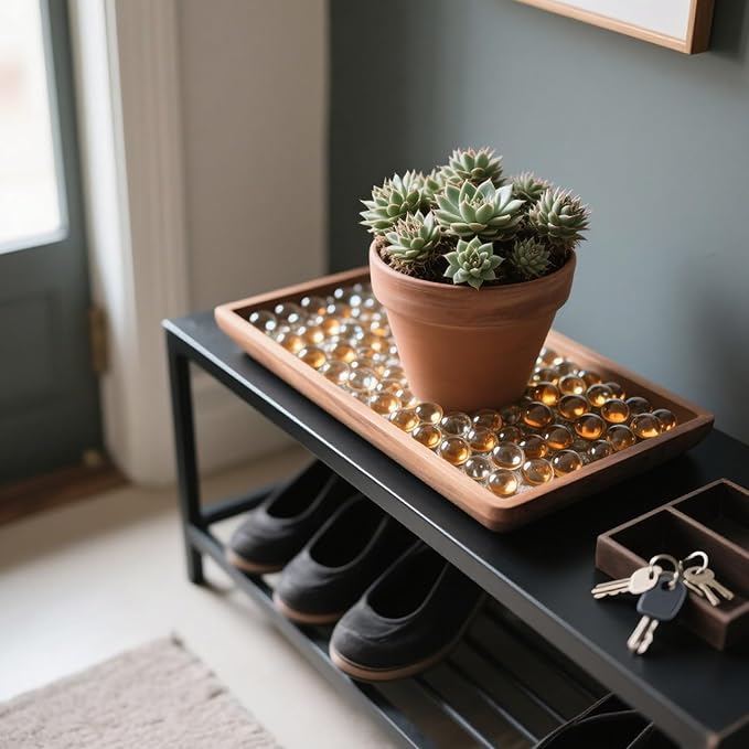 2.16LB Glass Beads Vase Filler Aquarium Gravel Decor Flat Glass Marbles Gems Pebbles Fish Tank Rocks Home Decorative Art Craft - Champagne-PawvioPets