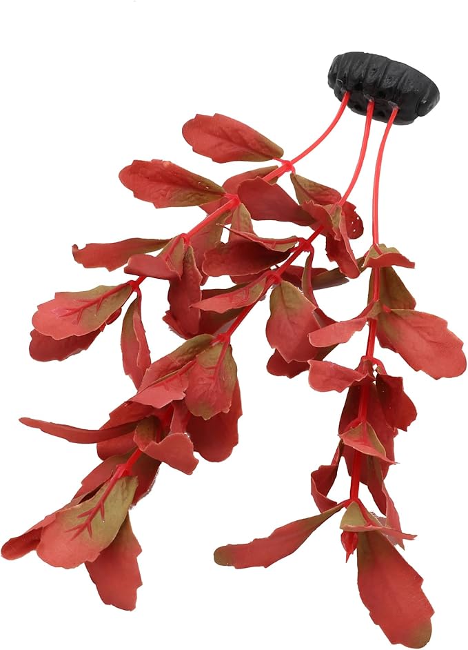 2-Pack 12 Inch Aquarium Silk Aquarium Plants, Artificial Plastic Plant for Small Tank, Goldfish, Fish Hides (Red, 12 Inch)-PawvioPets