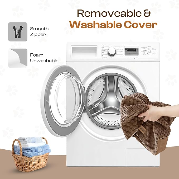 Dog Stairs for High Beds Up to 26-30", 5-Step Foam Pet Ramp with Washable Cover, Gentle Slope Steps, Bed & Couch Ladder for Small Medium Dogs & Senior Cat, Puppy Stairs to Get on Tall Furniture-PawvioPets