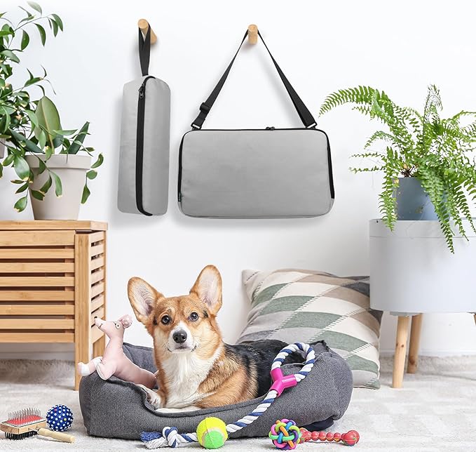 Beautyflier Pet Grooming Supplies Organizer, Protective Tote Bag Case for Pet Grooming Kit & Vacuum Suction Dogs Cats Hair, Travel Pouch Bag for Pet Dog Grooming Vacuum Kit, Bag Only (Gray)-PawvioPets