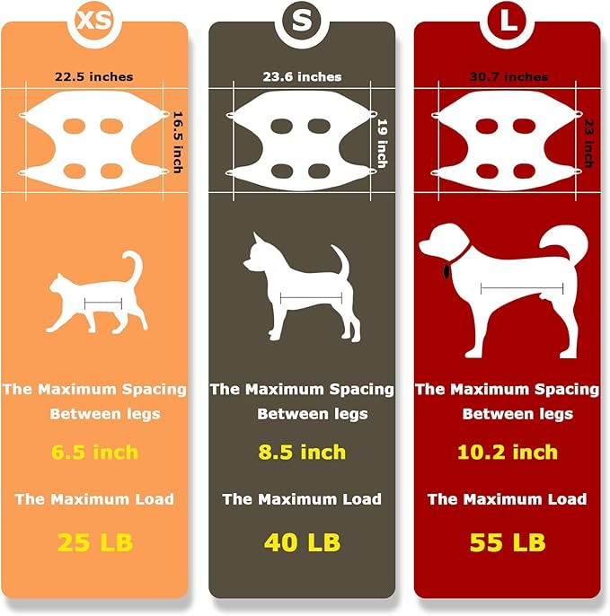 Cat Grooming Hammock Harness for Small Dogs,Pet Hammock Restraint Bag,Dog Grooming Sling for Trimming Nail and Ear/Eye Care(XS Size,6.5")-PawvioPets