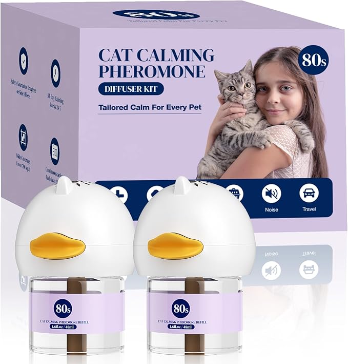 80S Cat Calming Diffuser Kit – Cat Pheromones Calming Liquid, Cat Pheromones Diffuser, 30 Days Continuous Stress & Anxiety Relief, Perfect for Multi-Cat Households, Fits All Common Diffuser Plug in-PawvioPets
