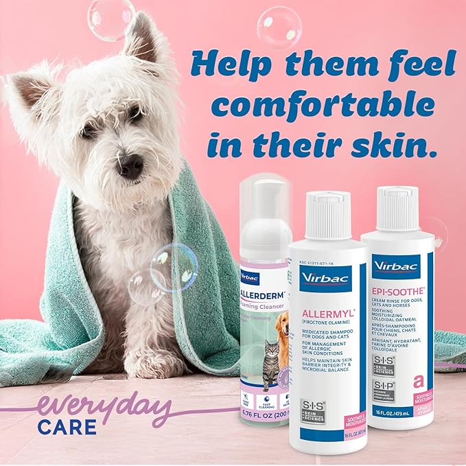 Allermyl Medicated Pet Shampoo Hypoallergenic, Soothing and Moisturizing Shampoo for Allergic Dogs and Cats (by Virbac)-PawvioPets