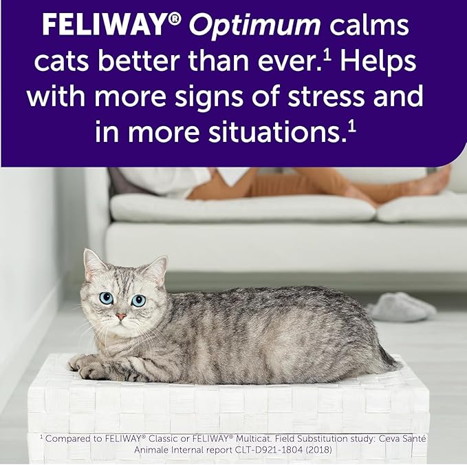 FELIWAY Optimum Cat, Enhanced Calming Pheromone Diffuser: 1 Diffuser & 2 Refills (60 Days)-PawvioPets