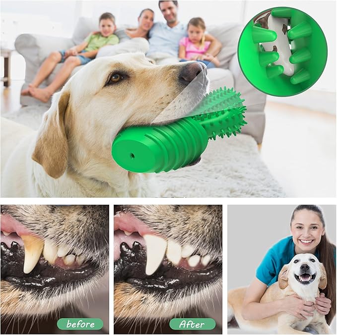 Dog Chew Toys Dog Toothbrush Stick Teeth Cleaning Brush Dental for Medium Large Dog, Puppy Christmas Easter Birthday Gifts, Outdoor Squeaky Toys for Aggressive Chewers Interactive Tough Toys-PawvioPets