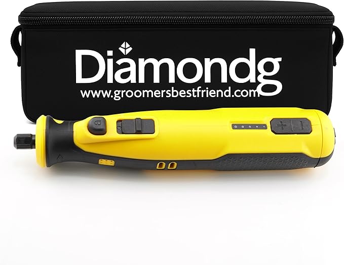 Diamondg Cordless Dog Nail Grinder with Quiet Sound & LED Tip for Large & Small Dogs, 4hrs. Runtime - Electric Dog Nail Trimmer, Heavy Duty Rotary Tool Alternative to Toenail Clippers & Filers-PawvioPets