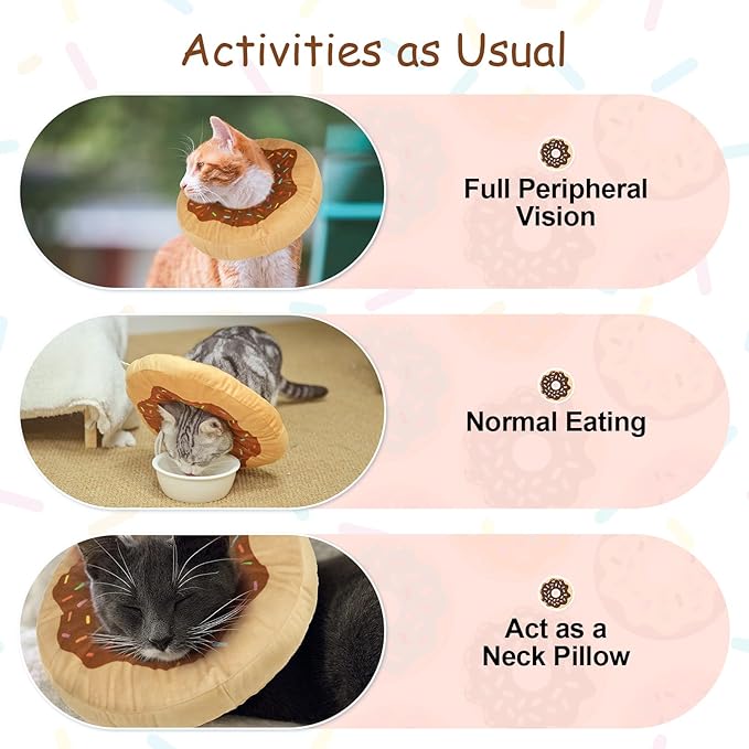 BEAUTYZOO Cat Cone Collars Soft, Cat Recovery E Collars After Surgery to Stop Licking, Adjustable Elizabeth Circle Collar Cute Pet Donut Pillow for Cats Kitten Small Dogs-PawvioPets