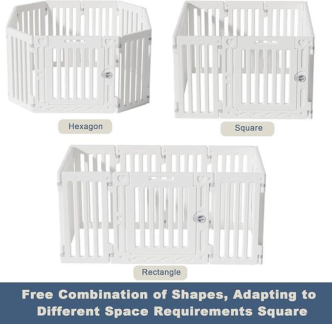Dog Playpen with Door, DIY Shape Combination Puppy Pen,25.5" H 10-Panel Dog Fence,Non-Slip & Secure Pet Gate, Easy to Assemble-PawvioPets