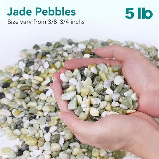 5 lbs Jade Pebbles for Indoor Plants, 3/8" Plant Rocks for Pots Indoor, Decorative Small Stones for Plants, Bamboo,Vase, Succulent, Highly Polished Small River Rocks-PawvioPets