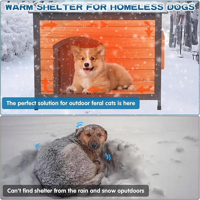 Dog House Outdoor Insulated 34.3" L Dog Kennel 6 Sides All-Round Foam Winter Weatherproof for Small Medium Dogs with Strong Metal Chew Proof Frame-PawvioPets