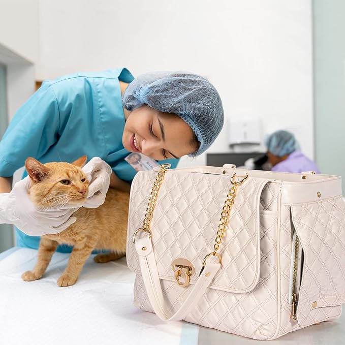 Fashion Pet Carrier Dogs Cat Small Animals Purse Bag, Leather Pet Carriers Dog Puppy Kitten Tote Travel Handbag TSA Airline-Approved-PawvioPets