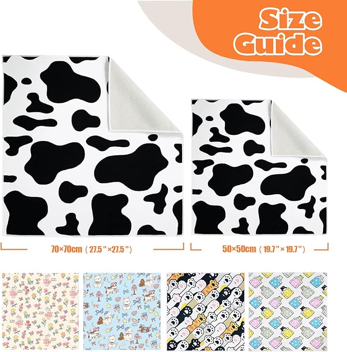 Cat Grooming Wrap, Cat Wrap Self-Adherent, Anti-Scratch Anti-Bite, Anti-Escape Grooming Bag for Cats Nail Clipping, Ear Cleaning, and Teeth Brushing (19.7 × 19.7" Cow Pattern)-PawvioPets