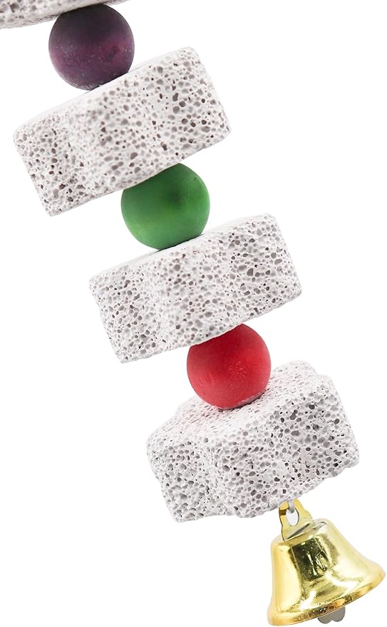 2 Pack 27 Inches Extra Long Bird Chewing Toy, Parrot Beak Grinding Calcium Stone with Bells, Bird Cage Accessories, Cage Toys for Cockatiel Parakeet Parrot Budgies Rat Hamster Rabbit African Grey-PawvioPets