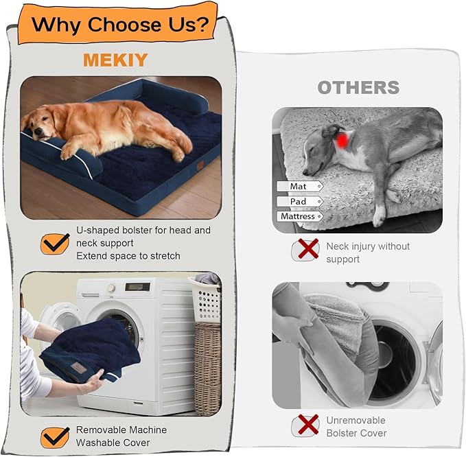 Dog Bed Medium Size Dog-Orthopedic Waterproof Bed for Dogs,Foam Couch Sofa with Washable Removable Cover & Non-Slip Bottom-Navy Blue-PawvioPets