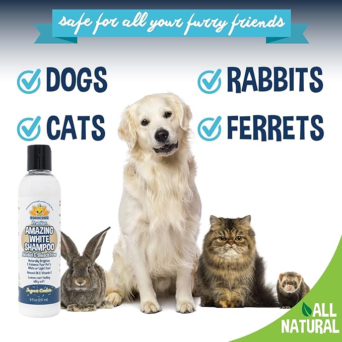 Bodhi Dog Amazing White Shampoo for Dogs - Brightens White & Light Coats - Plant-Based - Made with Natural Ingredients -Safe & Effective for All Breeds - Gentle & Cruelty-Free - Made in USA (8 Fl Oz)-PawvioPets