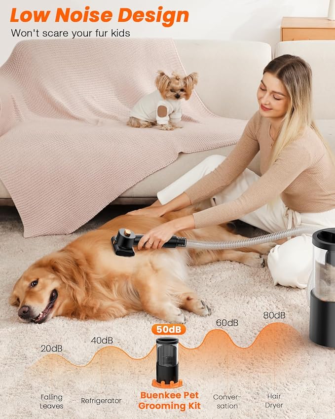 Dog Grooming Vacuum, 4.5L Extra-Large Dust Cup Dog Grooming Kit, 14000Pa High-Suction Pet Groomer with Clippers, Low-Noise All-in-One Shedding Control Set for Home Use-PawvioPets