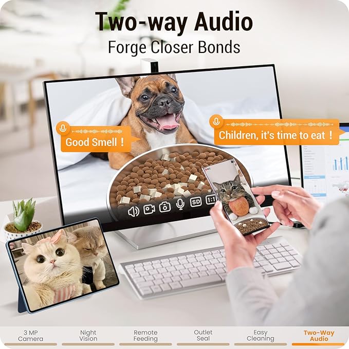 5L Automatic Cat Feeder with 2K HD Camera: 5G WiFi Automatic Dog Feeder with Night Vision,Cat Food Dispenser with Freshness for Multiple Pets,Detachable for Easy Clean-21 Cup (Sealed Outlet)-PawvioPets