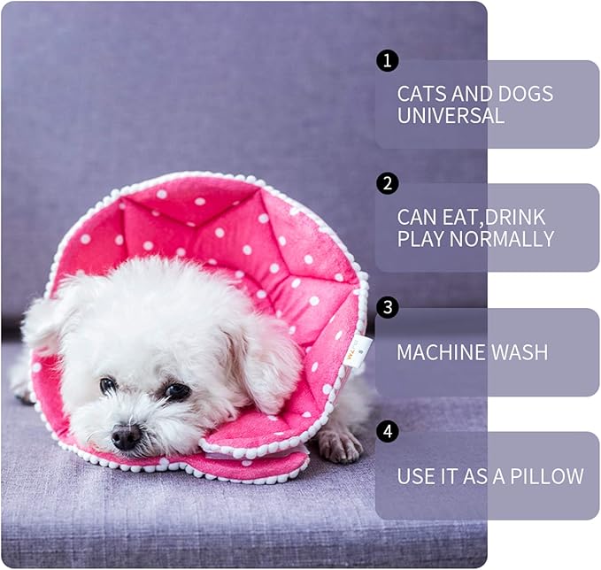 Adjustable Dog Cat Cone,Soft Recovery Cat Cone Collar,Dog Protective Collar for Cats,Puppy and Small Dogs,Pink-PawvioPets
