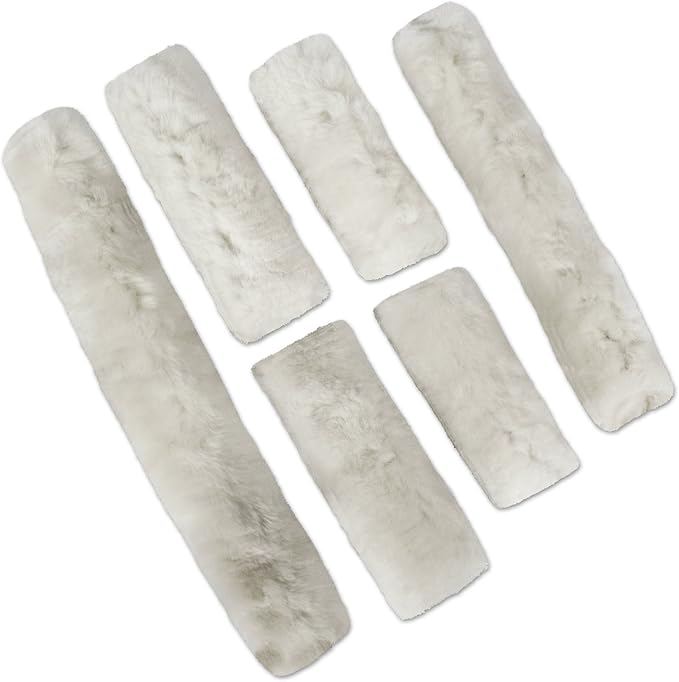 ECP Equine Comfort Products Merino Sheepskin Halter Fleece Set for Horses, 100% Natural Wool, Chafe Protection, Breathable Relief & Cushioned Comfort, Machine Washable, 6-Piece Set-PawvioPets