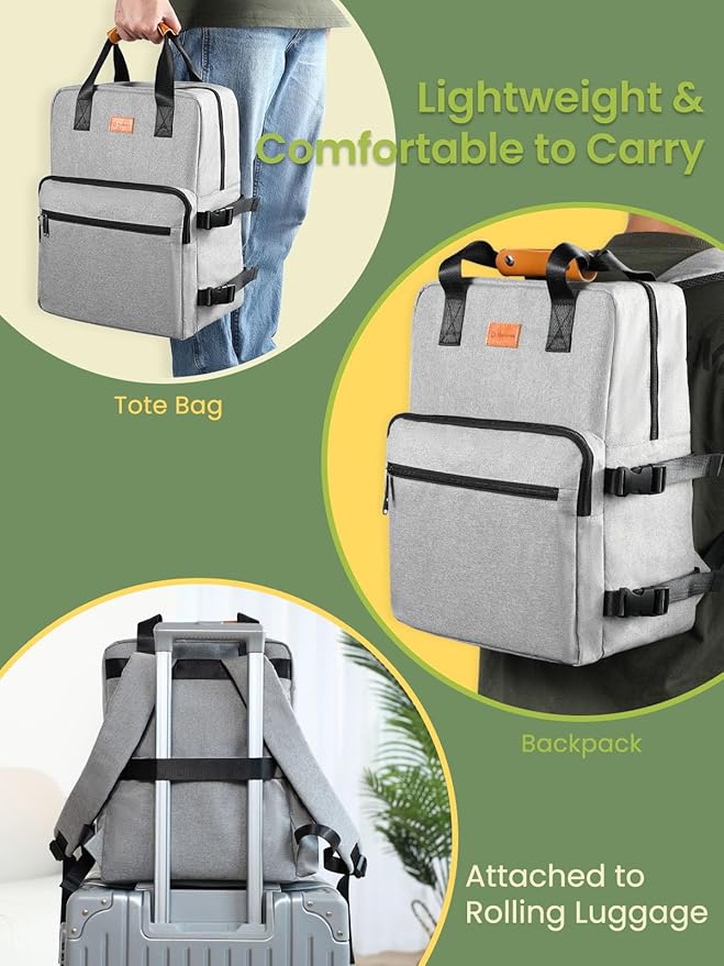 Dog Travel Bag, 25L Airline Approved Dog Travel Backpack for Pet Travel Accessories with 2 Food Storage Containers, 2 Foldable Bowls for Short Trips, Grey-PawvioPets