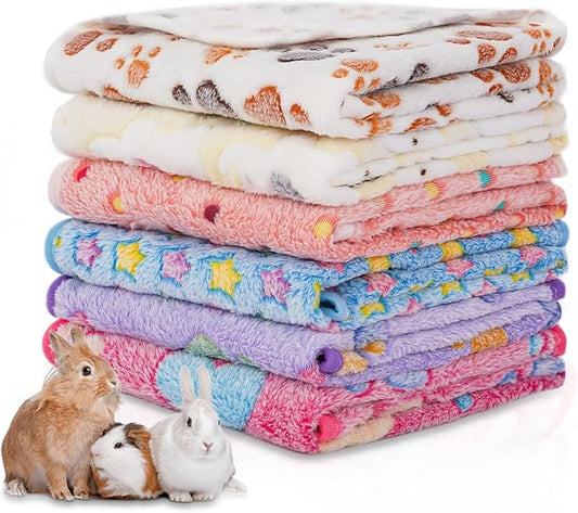 6 Pack Guinea Pig Cage Liner, Washable Guinea Pig Fleece Blankets Beding Accessories, Flannel Throw Warm Sleep Mat, Pet Pee Pads for Small Animal Hamster Rabbit Puppy Cat (Light Color, 30x20 Inch)-PawvioPets