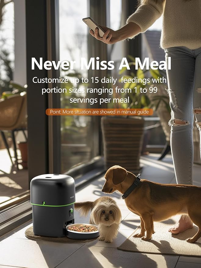 Automatic Cat Feeder with Camera - 5G WiFi Auto Cat Food Dispenser, 1080P HD Video with Night Vision, 1-15 Meals, 1-99 Portions, 2-Way Audio, Keeps Food Fresh, Timed Pet Feeder Also for Dogs-PawvioPets