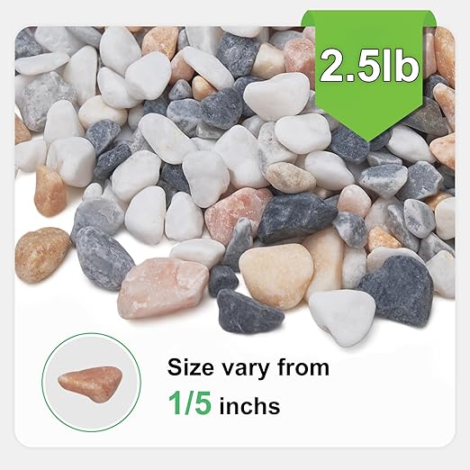 2.5 lbs Small Rocks for Plants, 1/5 Inch Pebbles for Indoor Plants, Natural Decorative Pea Gravel for Aquarium, Fish Tank, Terrarium, Succulents, Bamboo Plants, Vases, Cactus, Crafts-PawvioPets