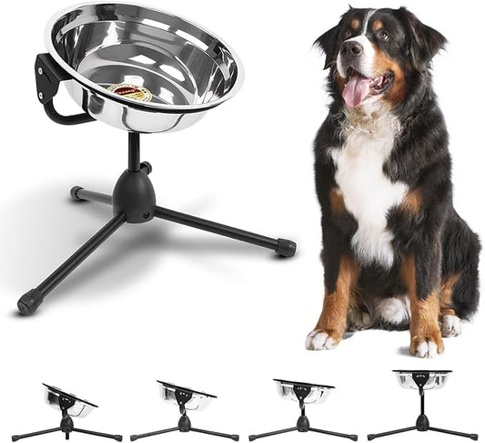 Elevated Dog Bowl with Adjustable Metal Stand,Extra Large Size for Dogs Heavier Than 100 lbs,1.24 Gal 4.7 Liter, Stainless Steel Dog Food Bowl Height Adjustable Non-Slip Raised Dog Bowl Set-PawvioPets