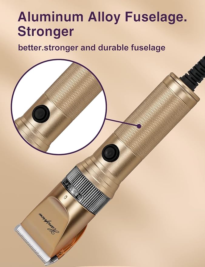 Dog Grooming Clippers, Professional Dog Clipper for Thick Coat 12V Plug-in Pet Trimmer High Power Pet Clippers Low Noise with Guard Combs Brush for Dogs Cats and Other Animal-PawvioPets