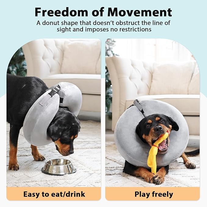 Crazy Felix Dog Donut Pillow Cone Collar Alternative After Surgery Soft Cone to Stop Licking Inflatable Dog Head Collar for Small Medium Dogs Chihuahua Pomeranian-PawvioPets
