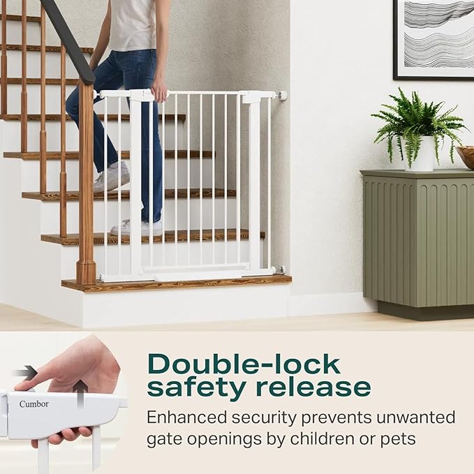 Cumbor 36" Extra Tall Baby Gate for Dogs and Kids with Wide 2-Way Door, 29.7-40.6" Width, and Auto Close Personal Safety for Babies and Pets, Fits Doorways, Stairs, and Entryways-PawvioPets
