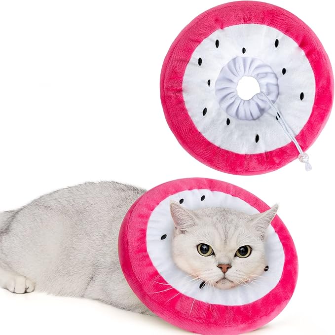 ANWA Adjustable Cat Cone Collar Soft, Cute Cat Donut Collar After Surgery, Kitten Recovery Cones to Stop Licking-PawvioPets