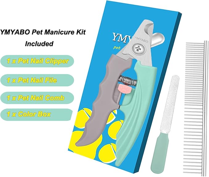 Dog Nail Clipper,Pet Nail Trimmers Safety Guard to Aviod Over Cutting,Puppy Cat Claw Trimmer,with Free Dog Comb & Nail File, Sharp Grooming Clipper, Great for Thick Toenail, Green-PawvioPets