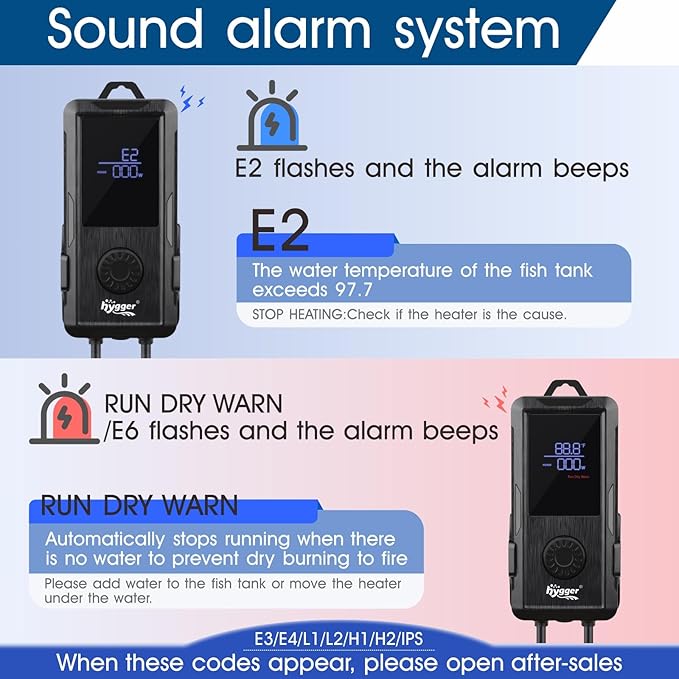 hygger Aquarium Heater 500W/800W/1000W,Fish Tank Heater with Danger Warning Automatically Stops Heating System and Digital LED Controller,for Freshwater or Saltwater 110-240 Gallon Tank-PawvioPets