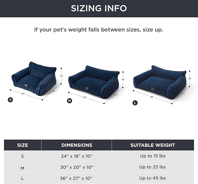 Bedsure Cute Cat Couch for Pets - Fluffy Cat Sofa with Premium Soft Corduroy Fleece, Fuzzy Pet Couch Bed with Removable Washable Cover, Supportive Pet Chair for Indoor Cats, 24inch, Night Blue-PawvioPets