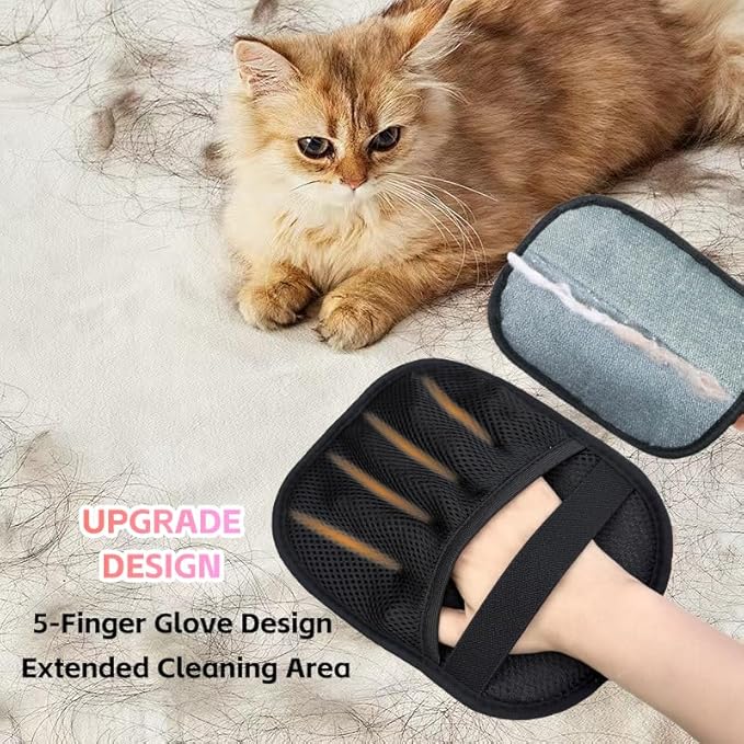 3 Packs Pet Hair Removal Glove,Pet Hair Remover for Cat & Dog,New Upgraded Electrostatic Gloves Pet Hair,Reusable Electro Static Pet Hair Remover Electrostatic Gloves for Furniture,Couch (3 Packs)-PawvioPets