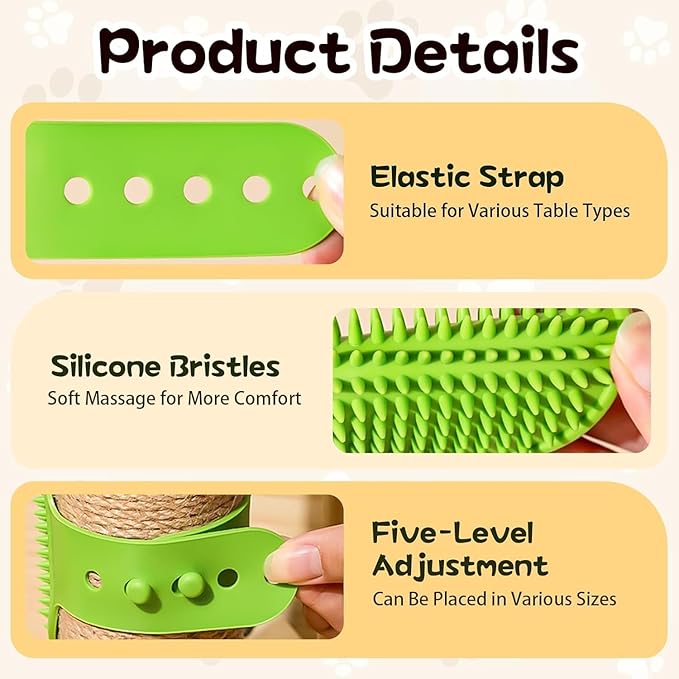 4PCS Cat Self-Groomer, Indoor Cat Brush, Adjustable Silicone Self-Cleaning Massage Tool for Dogs and Cats Scrubbing, Bathing, Massage, Hair Cleaning-PawvioPets