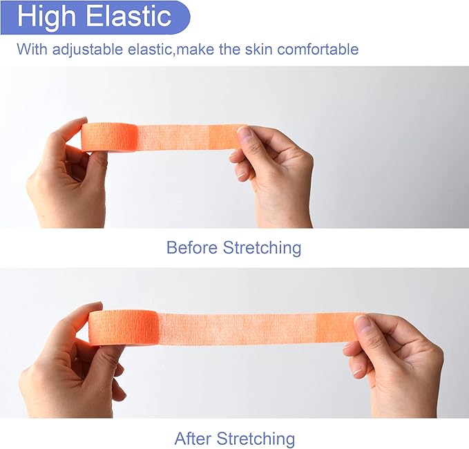9 Pack 1" x 5 Yards Self Adhesive Bandage Wrap Self Stick Wrap for Ankle, Wrist, Finger, Sports, Breathable Cohesive Vet Tape for Pets (Light Orange)-PawvioPets
