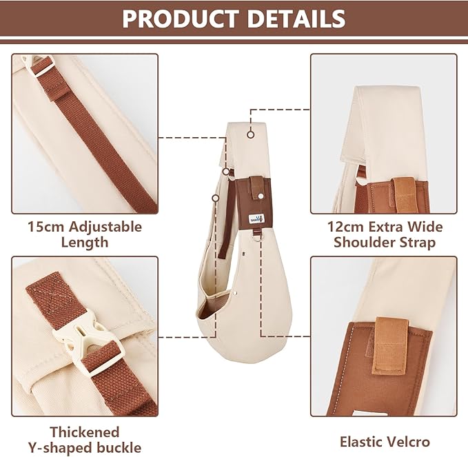 Dog Sling Carrier for Small Dogs - Front Dog Carrier with Adjustable Strap - Hands Free Pet Papoose Bag for Chest - Suitable for Puppy, Small Dogs, and Cats for Outdoor Travel,15 lbs-PawvioPets