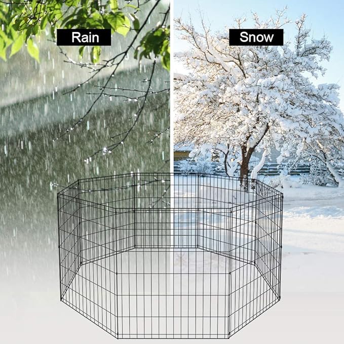 BestPet Metal Wire Playpen, 30 Inch Tall Black-PawvioPets