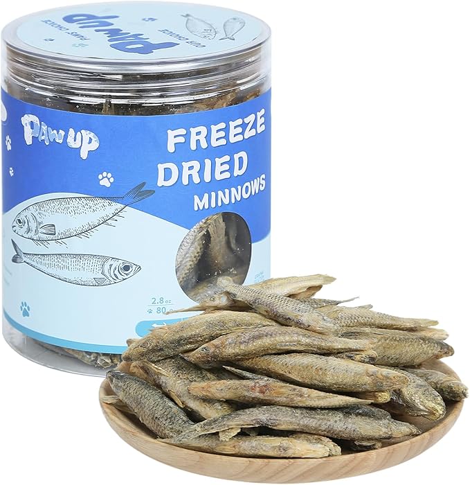 Freeze Dried Minnows Cat Treats – 100% Natural, Single-Ingredient Pet Snacks – Rich in Omega-3, Grain-Free – Healthy Training Rewards & Meal Toppers for Dogs & Cats, 2.8 oz-PawvioPets