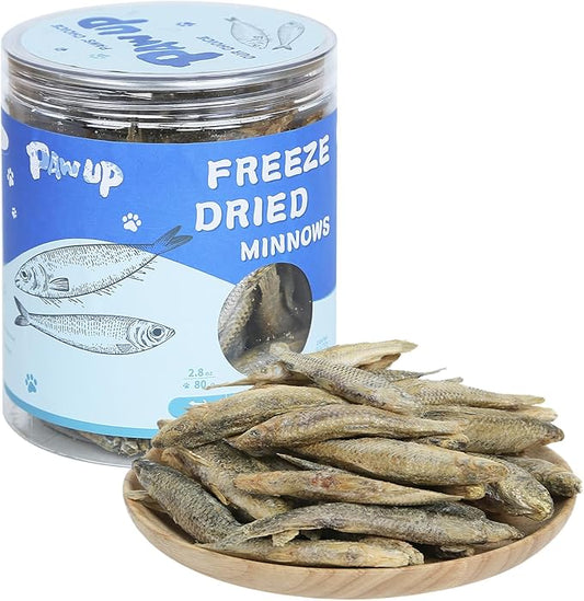 Freeze Dried Minnows Cat Treats – 100% Natural, Single-Ingredient Pet Snacks – Rich in Omega-3, Grain-Free – Healthy Training Rewards & Meal Toppers for Dogs & Cats, 2.8 oz-PawvioPets