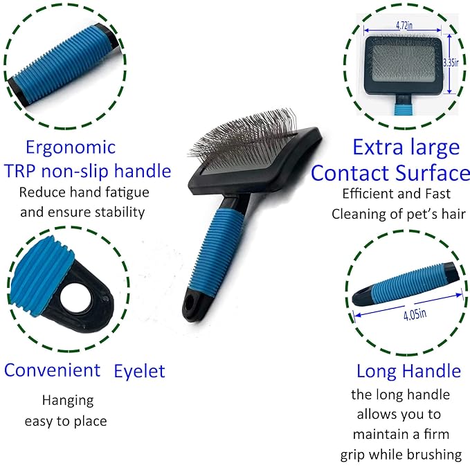 Dog Brush for Long Haired Dogs - Large Firm Slicker Brushes for Poodles, Goldendoodles & Shedding Grooming - Soft Massage Stainless Steel Pins (25mm/1") - Gentle Pet Grooming Wire-PawvioPets