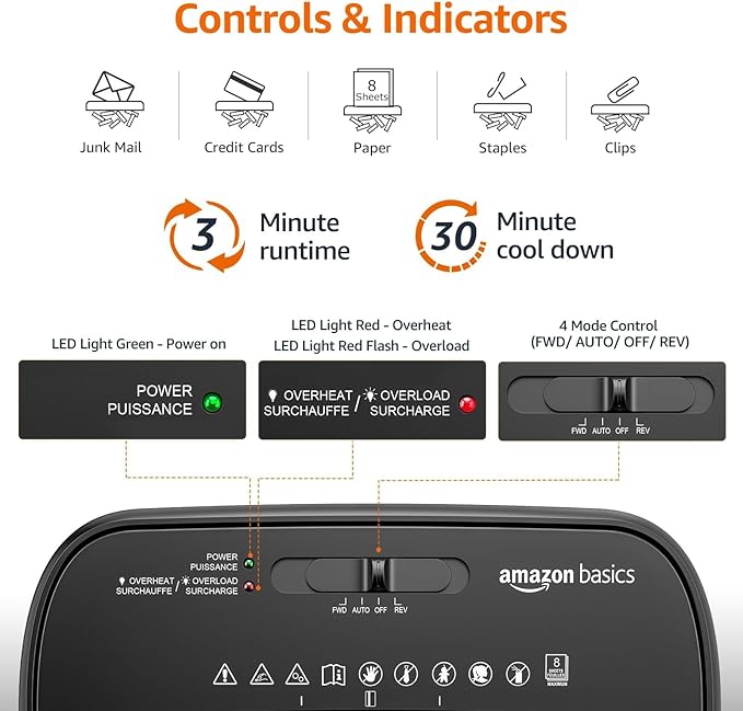 Amazon Basics 8-Sheet Cross Cut Paper Shredder and Credit Card Shredder - Black-PawvioPets