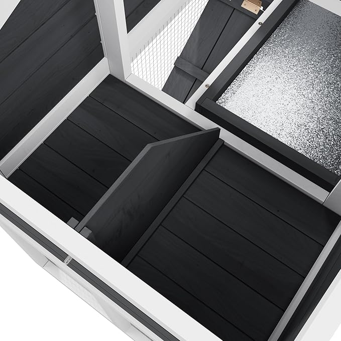 Bunny Cage Premium Rabbit Hutch with Leak-Proof Roof, 2-Story Bunny House for Guinea Pigs & Hamster,Wooden Chicken House with Deep Pull-Out Tray, Waterproof Chicken Coop for Outside (Grey)-PawvioPets